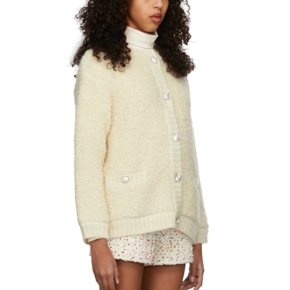 VALENTINO Off-White Mohair & Wool Cardigan Jacket - Picture 2 of 4